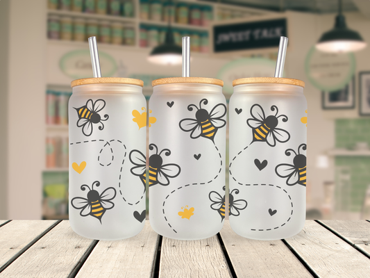 16 oz Glass Cup - Bees