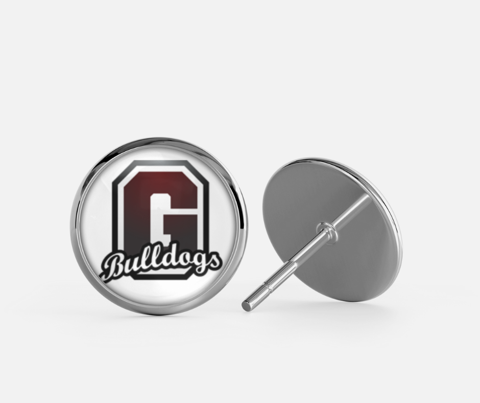 Glass Dome Aluminum Stud Earrings - Grandville Bulldogs