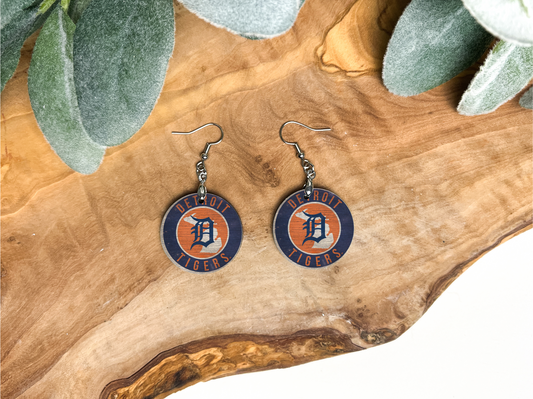 Detroit Tigers Round Earrings