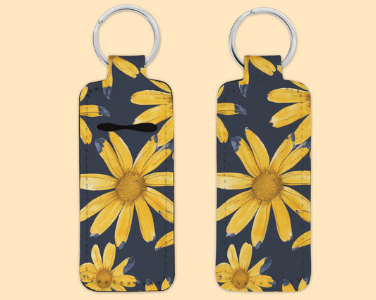 Chapstick / Lip Balm Keychain - Yellow Floral
