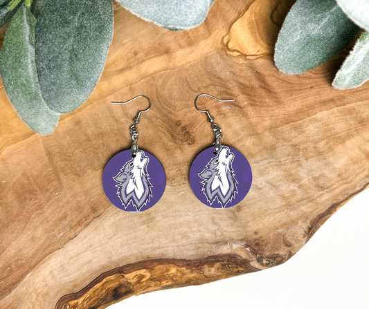 Round Earrings - School Spirit - Wyoming Wolves