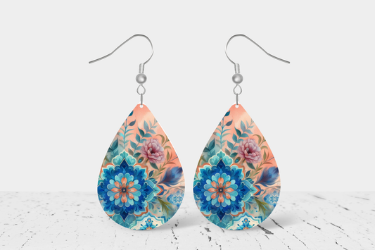 Teardrop Earrings (E89E) - Floral