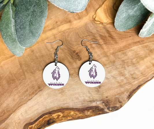 Round Earrings - School Spirit - Wyoming Wolves