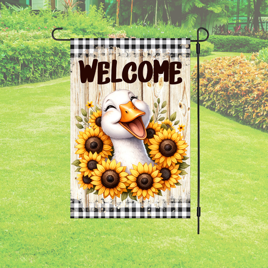 Garden Flag – Welcome Sunflower Duck