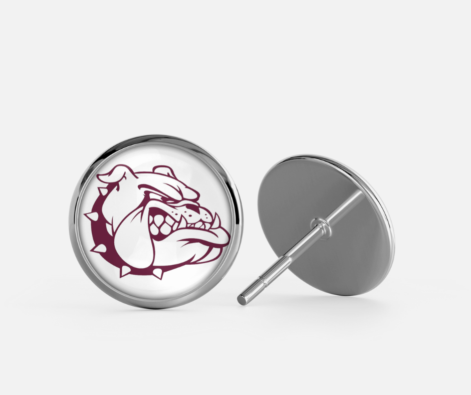 Glass Dome Aluminum Stud Earrings - Grandville Bulldogs