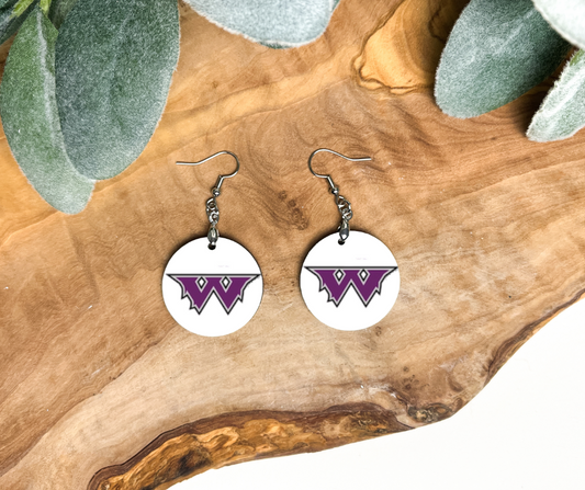 Round Earrings - School Spirit - Wyoming Wolves