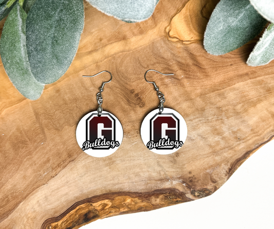 Round Earrings - School Spirit - Grandville Bulldogs