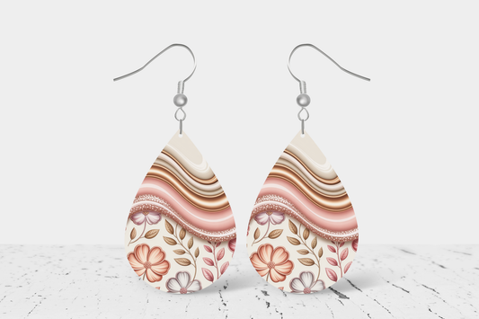 Teardrop Earrings (E94E) - Pastel Swirl Floral