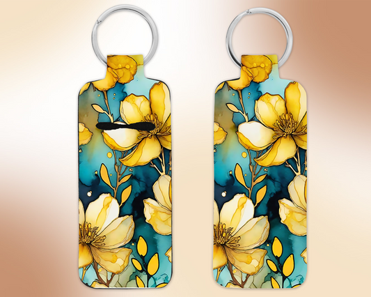 Chapstick / Lip Balm Keychain - (E9C) Yellow Floral