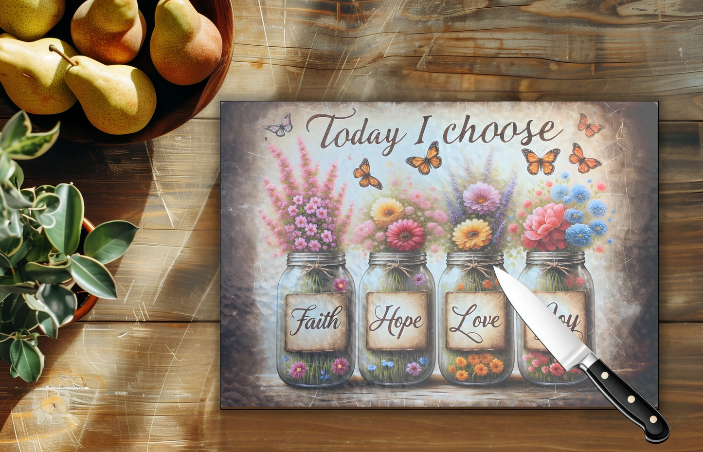 11" x 8" Tempered Glass Cutting Board - Today I Choose ...