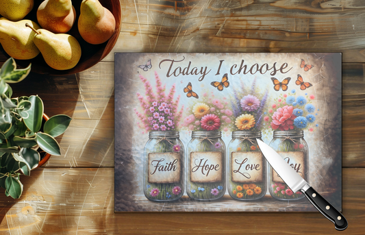 11" x 8" Tempered Glass Cutting Board - Today I Choose ...