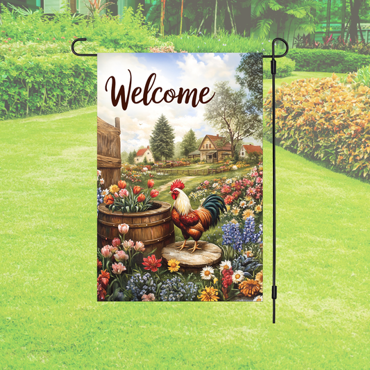 Garden Flag – Welcome Farmhouse Rooster Garden