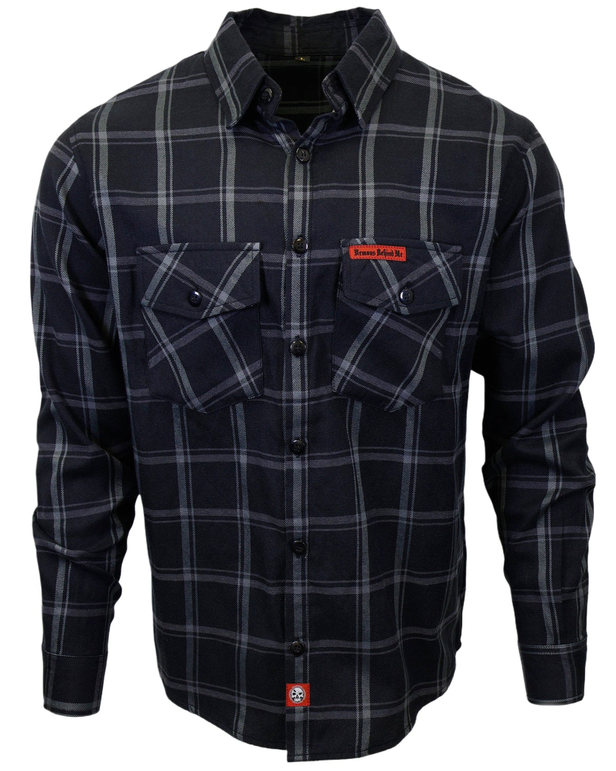 The "Slasher" Black & Grey Flannel (Hidden Snap Collars)