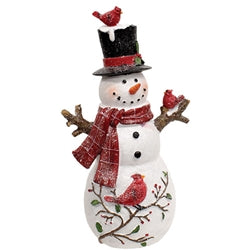 Glittered Resin Cardinal Friends & Vine Snowman, 2 Asstd.
