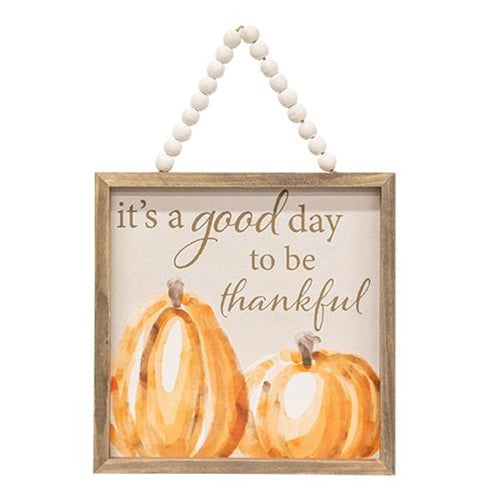 It's a Good Day to Be Thankful Beaded Pumpkin Sign