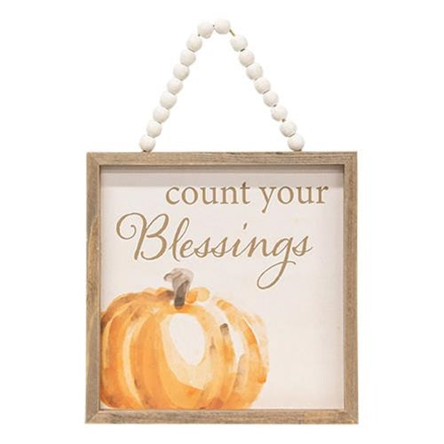 Count Your Blessings Beaded Pumpkin Sign