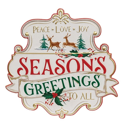 Distressed Metal Season's Greetings to All Metal Sign