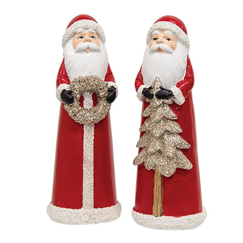 Resin Glitter Winter Floral Santa Figure