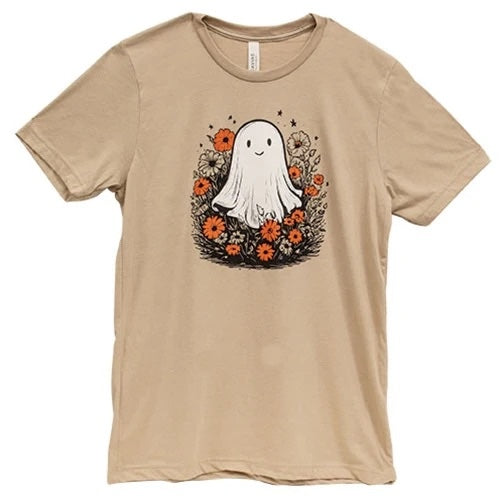 Floral Ghost T-Shirt - Heather Tan - Small