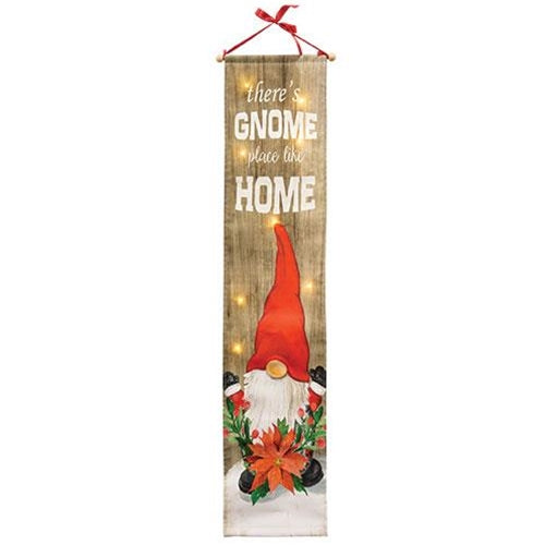 Gnome Place Like Home Banner w/LED Lights