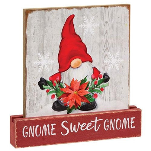 Gnome Sweet Gnome Christmas Wood Block