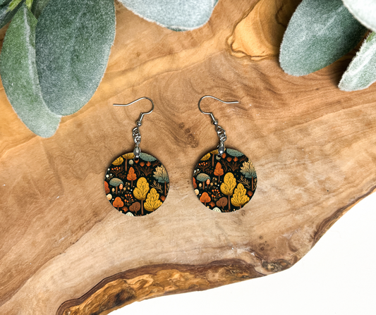 Round Earrings - Fall / Autumn Trees