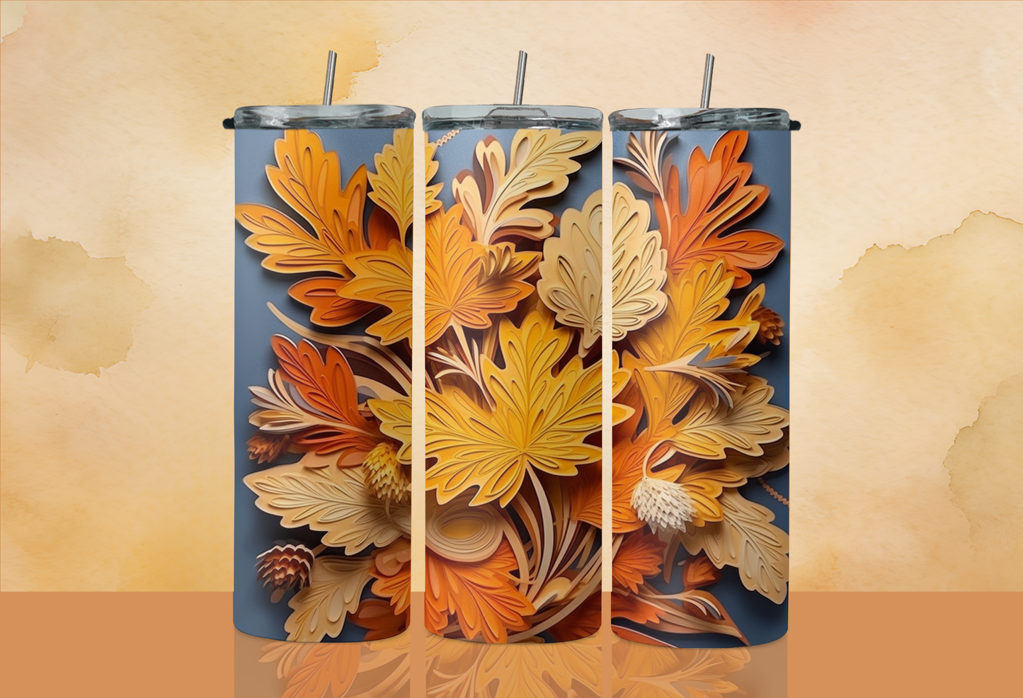 20 oz Skinny Tumbler - Fall Leaves