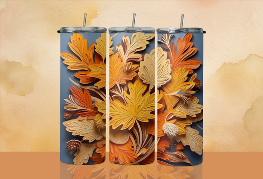 Fall 3D Leaves - 20 oz Skinny Tumbler