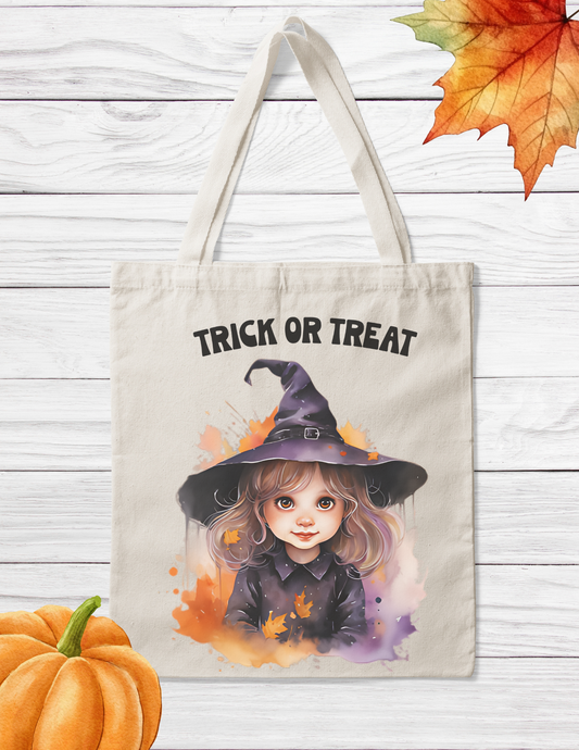Canvas Tote Bag - Halloween - Trick Or Treat Bag - Witch