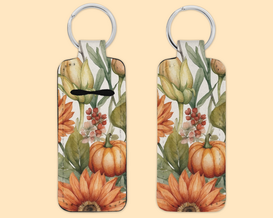 Chapstick / Lip Balm Keychain - Pumpkin / Fall Floral