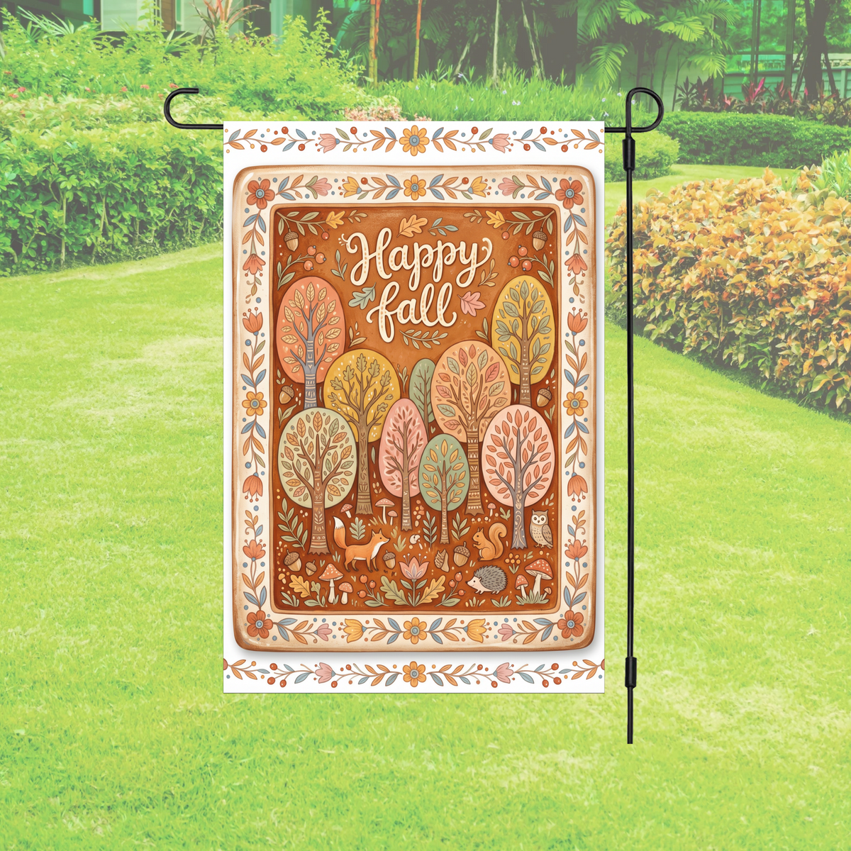 Garden Flag – Happy Fall Woodland