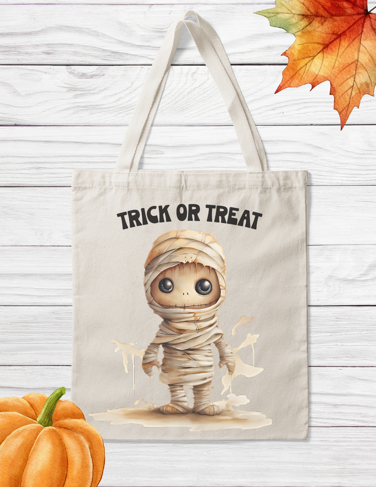 Canvas Tote Bag - Halloween - Trick Or Treat Bag - Mummy