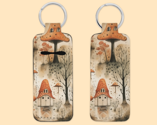 Chapstick / Lip Balm Keychain - Mushroom Houses