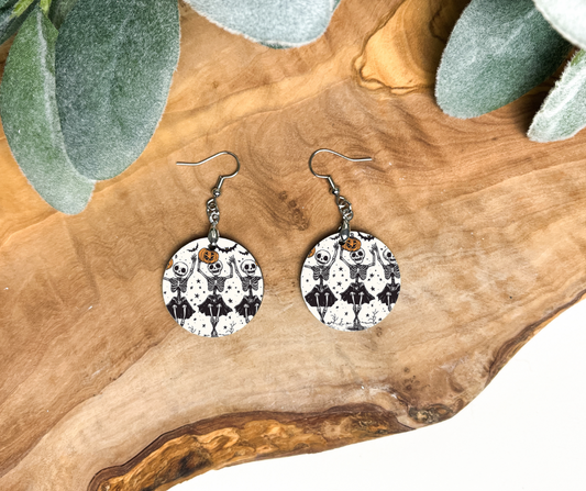 Round Earrings - Halloween - Skeletons