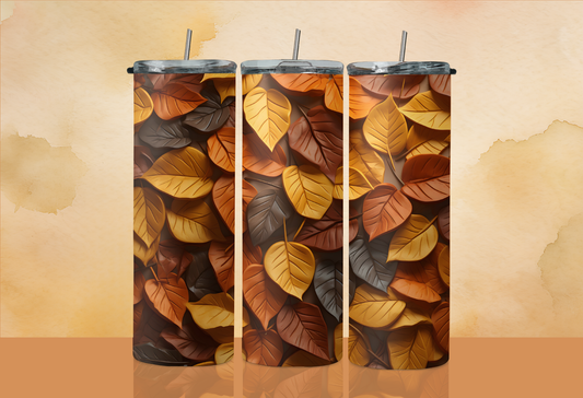 Fall / Autumn Leaves 3D - 20 oz Skinny Tumbler