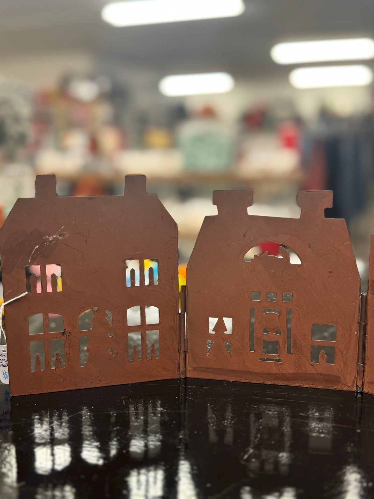 Rustic Metal House Candle Holders – Set of Decorative Shadow Cast Homes