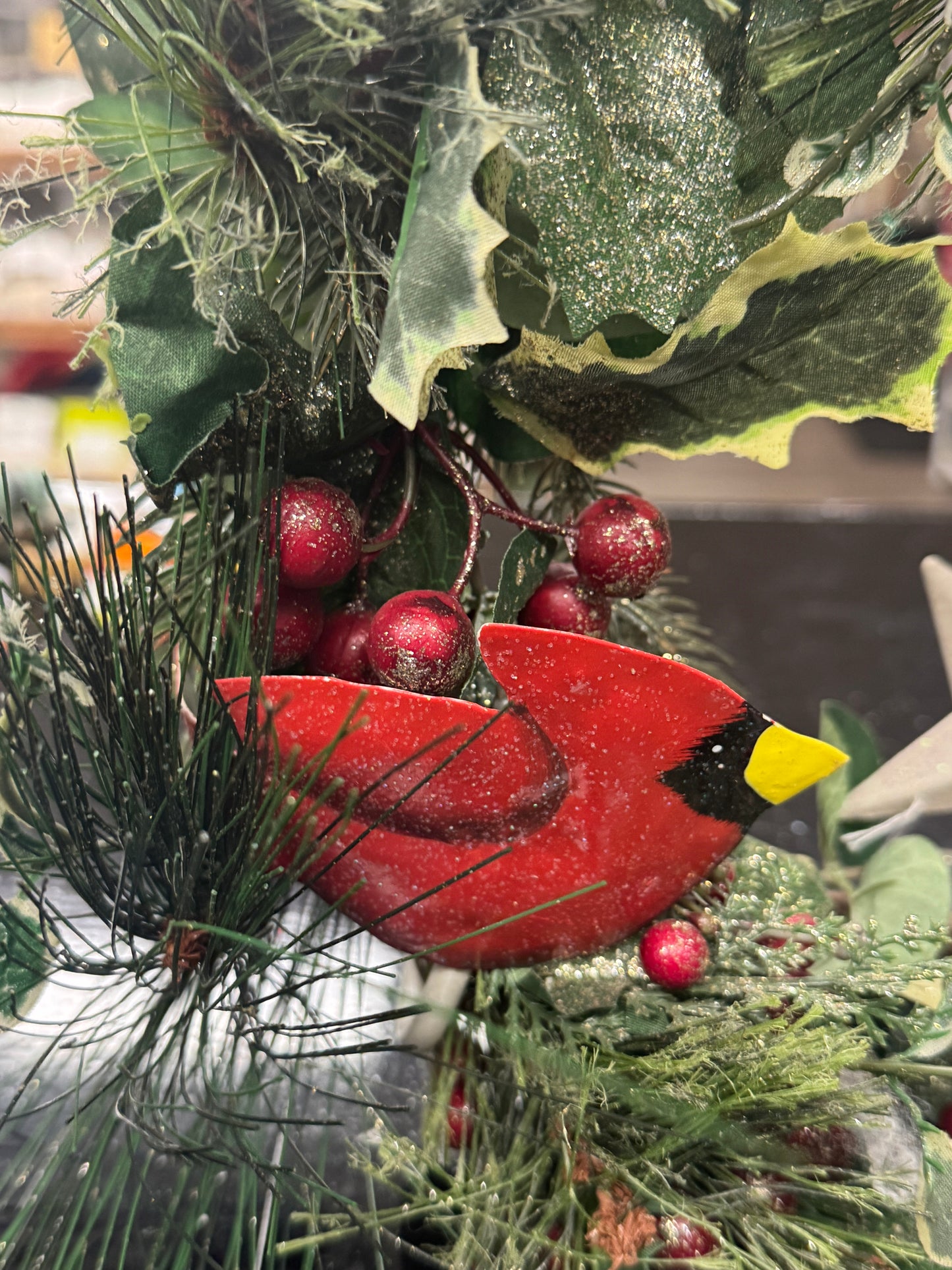 Santa & Cardinals Christmas Wreath – 24"