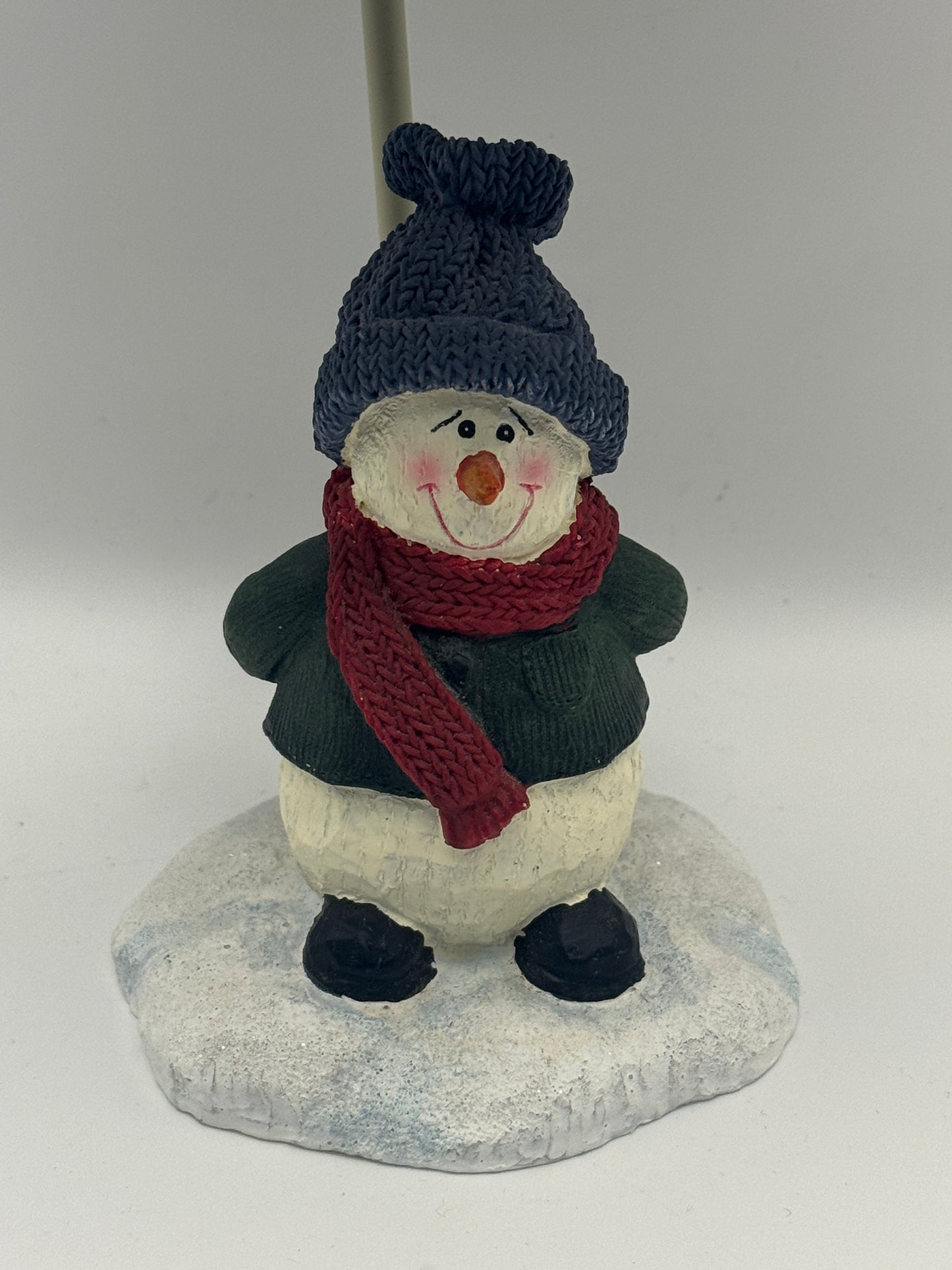 Crazy Mountain Snowman Tealight Candle Lamp with Navy Metal Shade