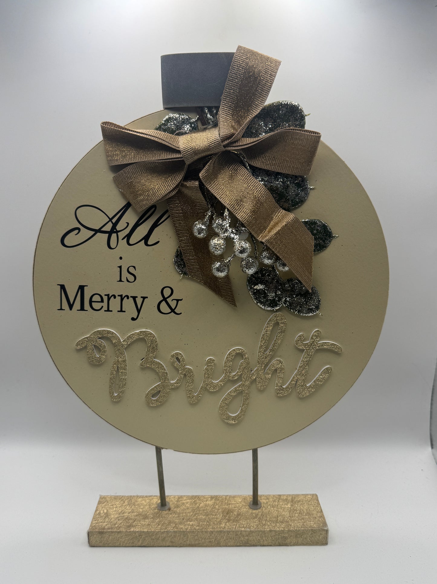 “All Is Merry & Bright” Wooden Christmas Sign – 12.5" Holiday Decor