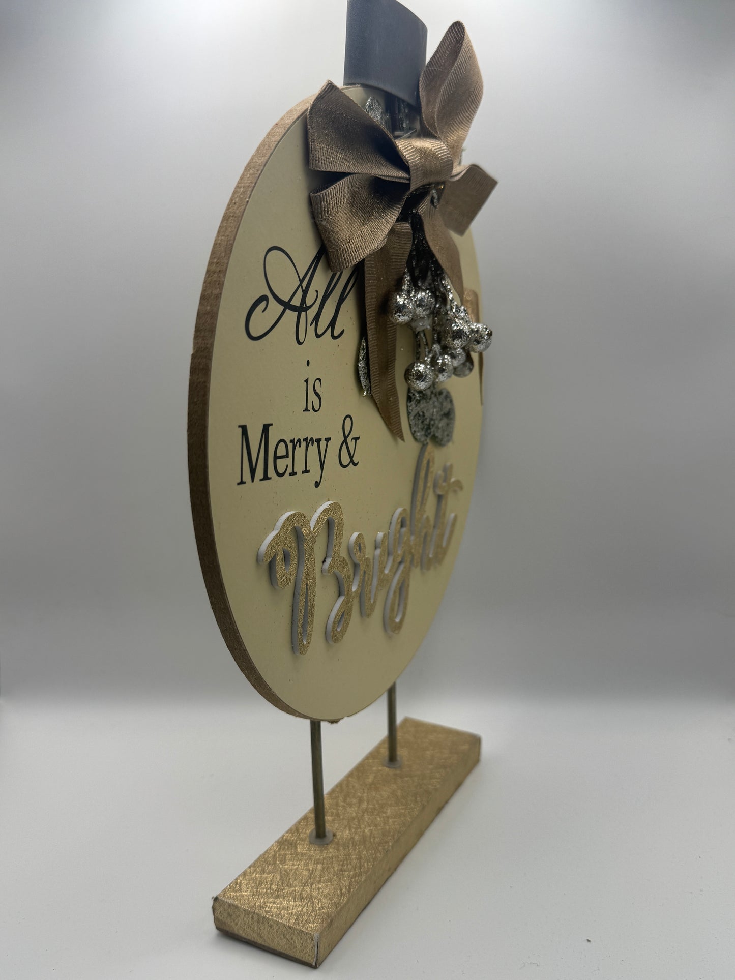 “All Is Merry & Bright” Wooden Christmas Sign – 12.5" Holiday Decor