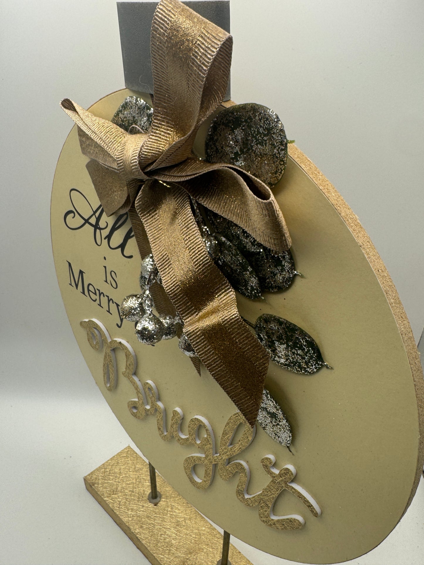 “All Is Merry & Bright” Wooden Christmas Sign – 12.5" Holiday Decor