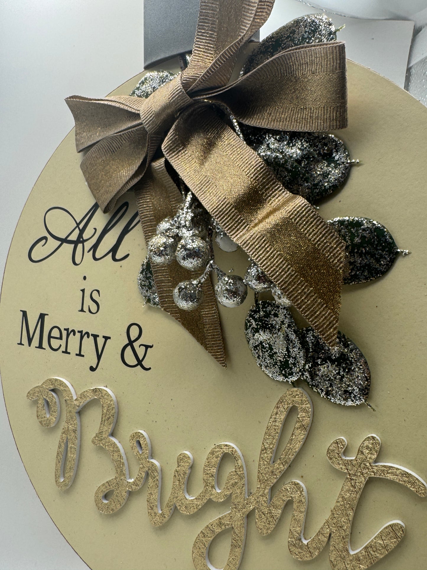 “All Is Merry & Bright” Wooden Christmas Sign – 12.5" Holiday Decor