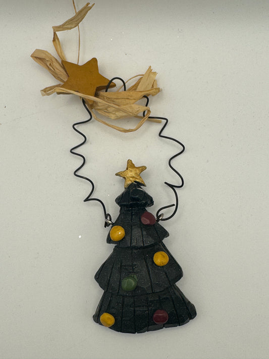 Rustic Wooden Tiered Christmas Tree Ornament – Primitive Country Style 3"