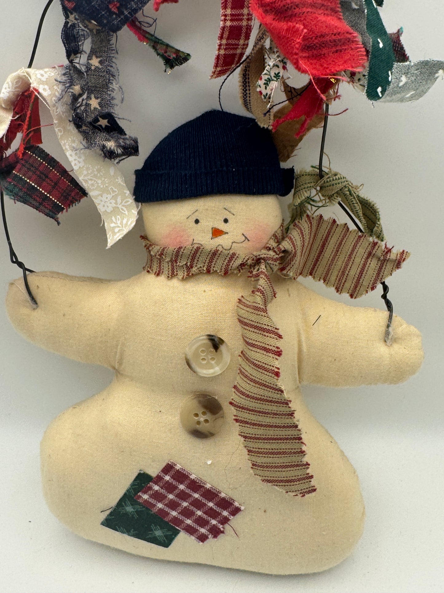 Primitive Fabric Snowman Shelf Sitter – Handmade-Style Winter Decor 7"