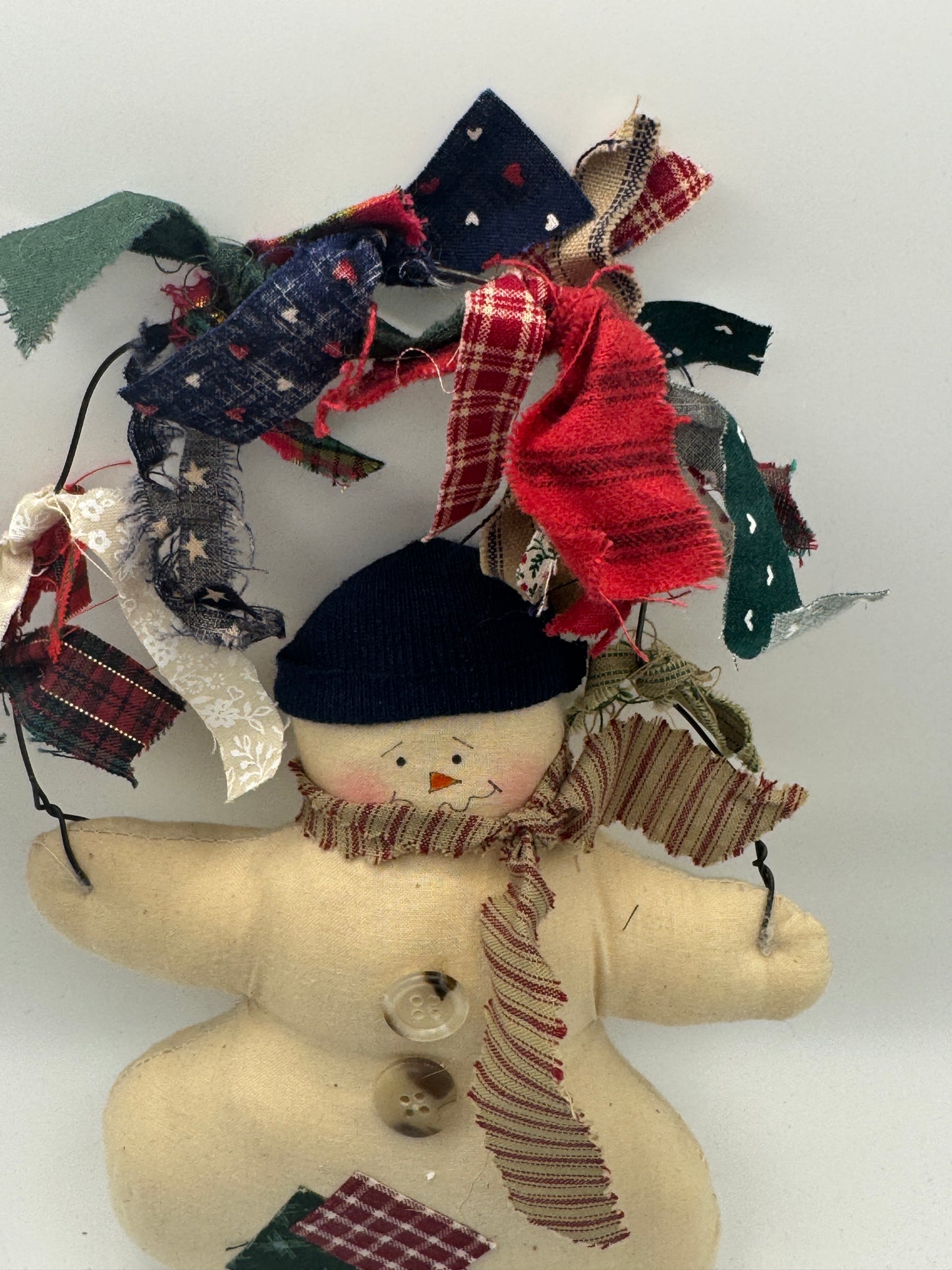 Primitive Fabric Snowman Shelf Sitter – Handmade-Style Winter Decor 7"