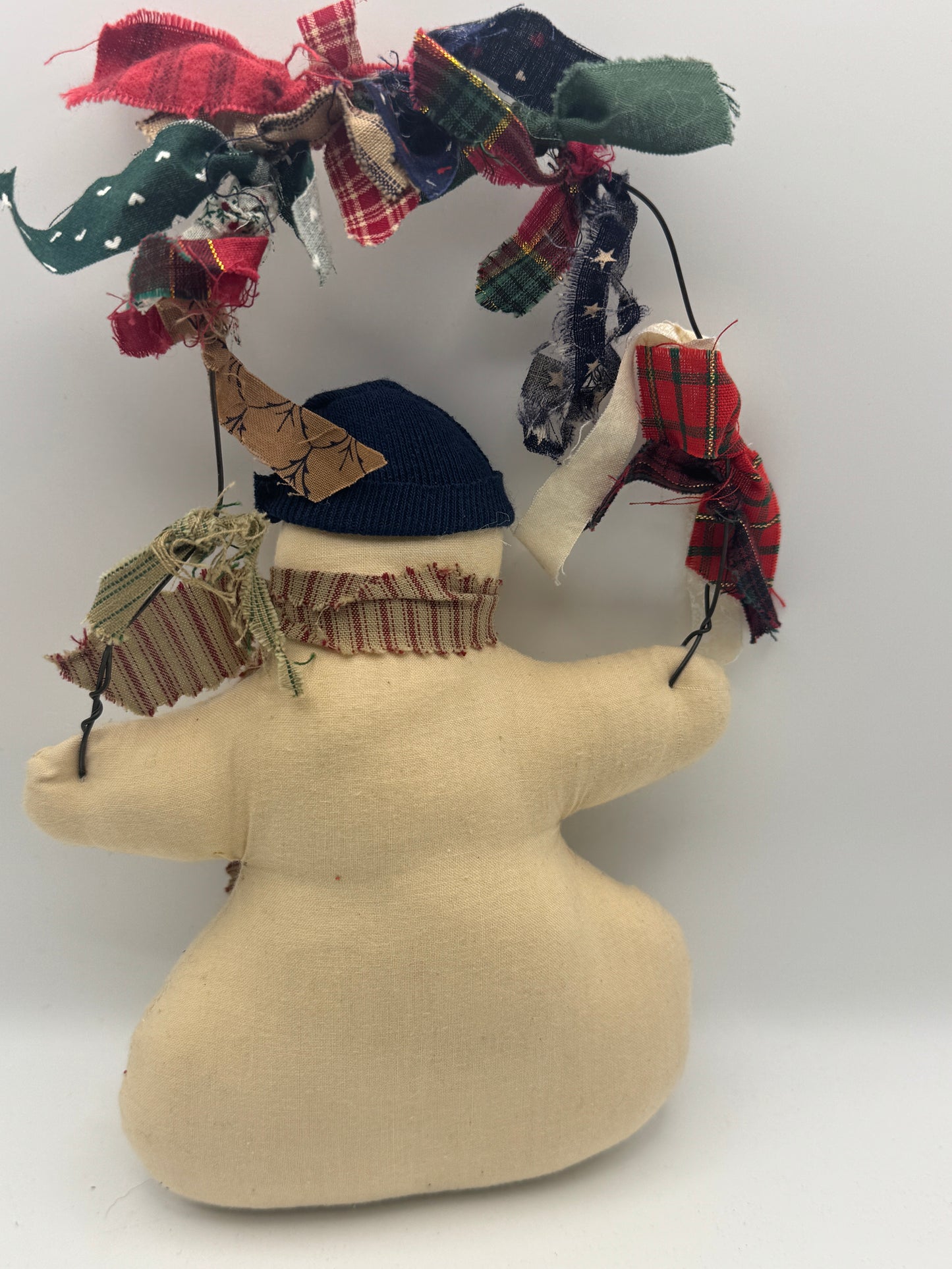 Primitive Fabric Snowman Shelf Sitter – Handmade-Style Winter Decor 7"