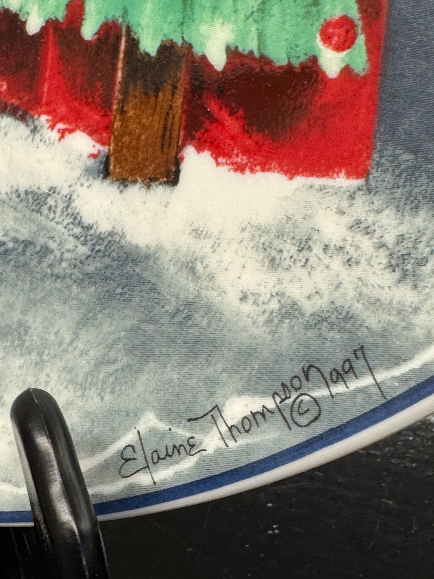 Possible Dreams Santa Plate by Elaine Thompson – 12" Vintage Christmas Platter (1997)