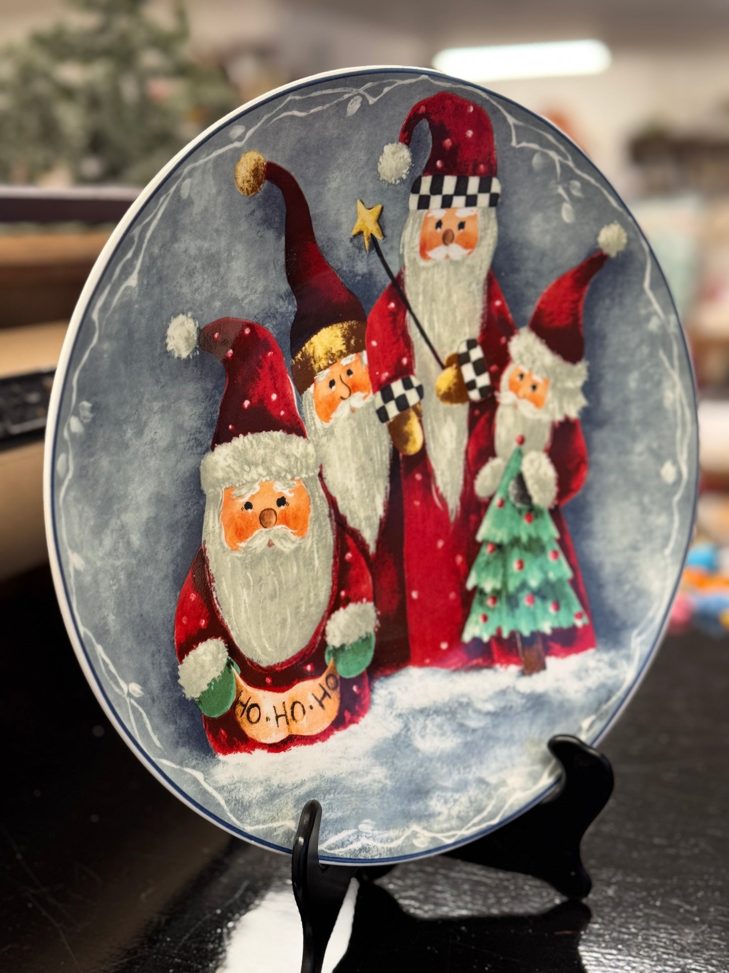 Possible Dreams Santa Plate by Elaine Thompson – 12" Vintage Christmas Platter (1997)