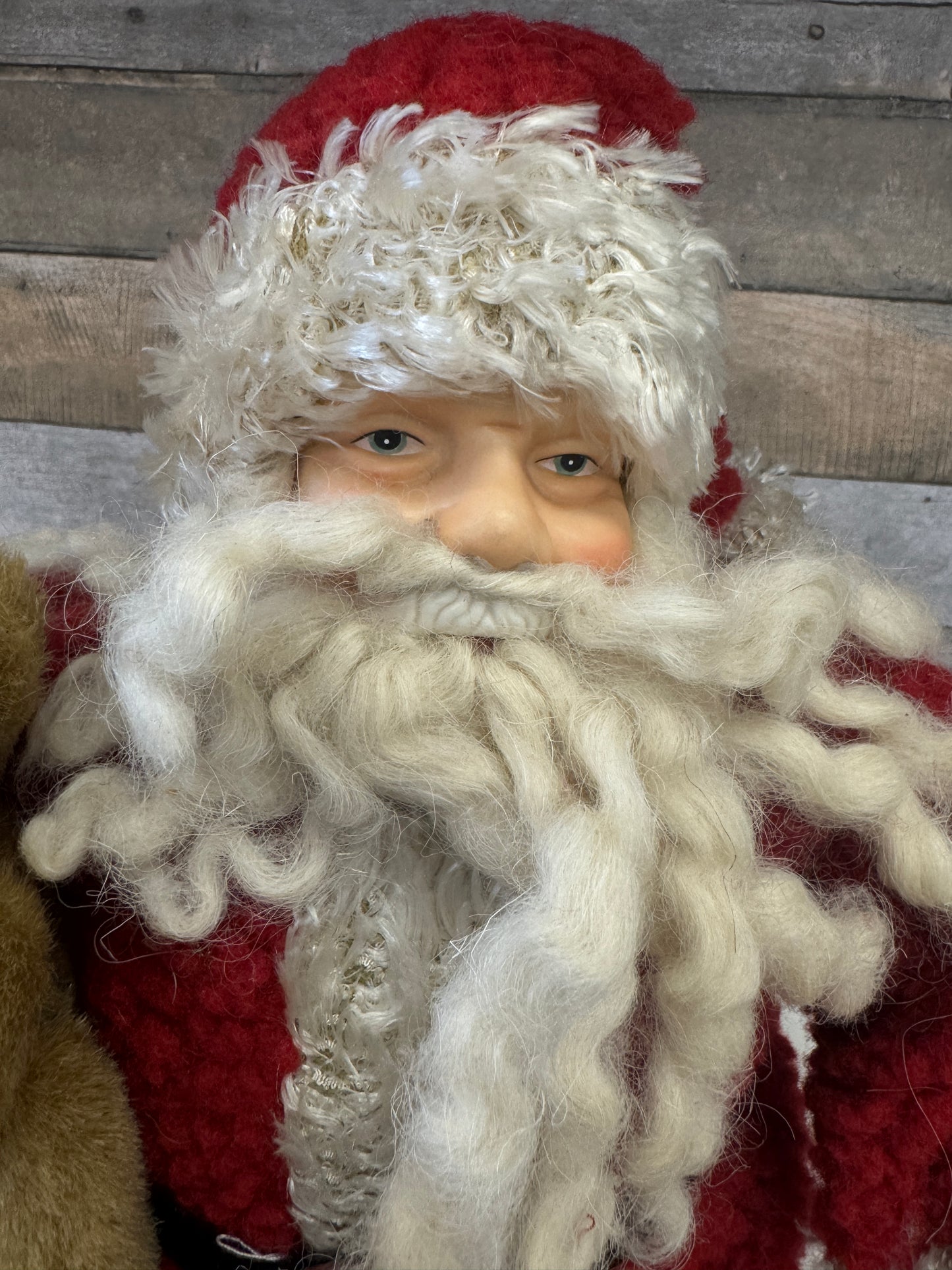 Seated Santa with Teddy Bear – “Home for the Holidays” Style Collectible Christmas Figurine