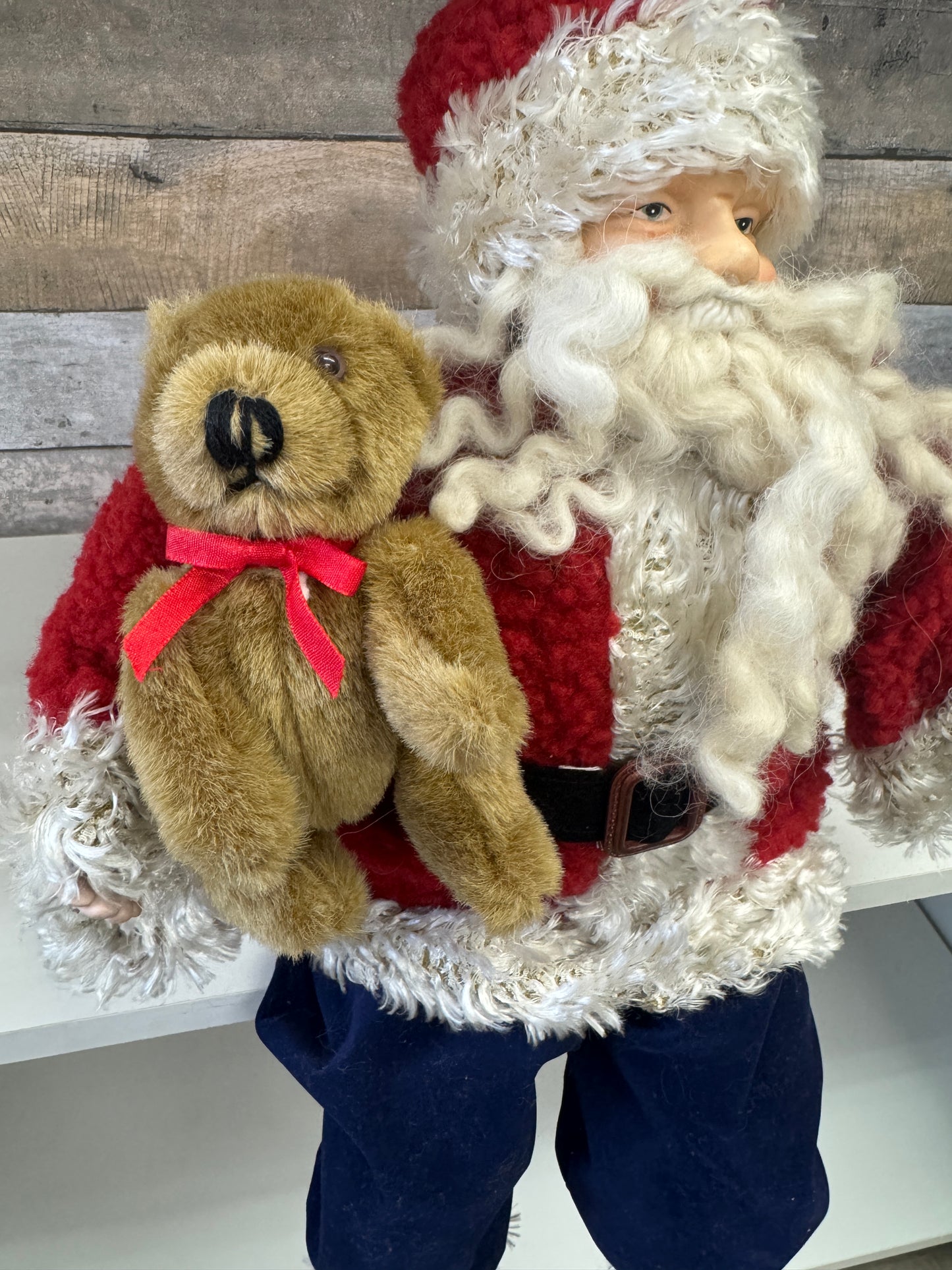 Seated Santa with Teddy Bear – “Home for the Holidays” Style Collectible Christmas Figurine